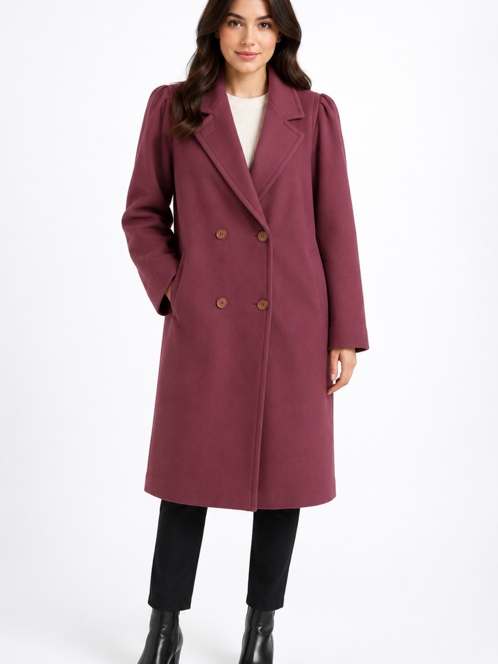 London Fog 100% WOOL Double-Breasted Oversized Pea Coat